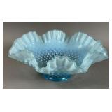 FENTON BLUE ART GLASS BOWL OPALESCENT HOBNAIL