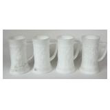 FEDERAL GLASS MILK GLASS BEER STEINS W PUB SCENE