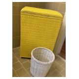VINTAGE WICKER LAUNDRY HAMPER & WASTE BASKET