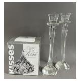 MIKASA CANDLE STICK HOLDERS & CRYSTAL KISS DISH