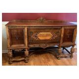 JACOBEAN STYLE SIDEBOARD BUFFET W 2 DRAWERS