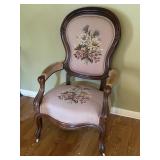 ANTIQUE VICTORIAN STYLE BALLOON BACK ARMCHAIR