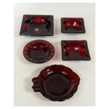 VINTAGE RED GLASS ASHTRAYS