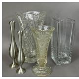 GLASS VASES PEWTER BUD VASES ITALY SQUARE VASE