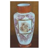 VICTORIAN OPALINE GLASS CHERUB VASE 11'