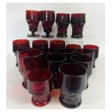 ANCHOR HOCKING GEORGIAN HONEYCOMB RED TUMBLERS