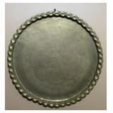 23' VINTAGE BRASS WALL TRAY W SCALLOPED RIM INDIA