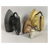 ANTIQUE CAST IRON SAD IRONS x 3