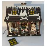 HOME INTERIORS FIBER OPTIC SNOWMAN LOG CABIN