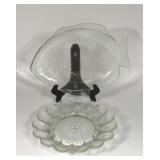 GLASS FISH PLATTER AND DEVILED EGG PLATE