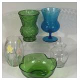 VINTAGE GLASS VASES & BOWL