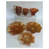 VINTAGE MARIGOLD CARNIVAL GLASS & FLASHED GLASS