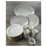 VINTAGE CHINA DINNERWARE W GOLD ACCENT TRIM