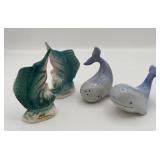 CERAMIC MARLIN & WHALE SALT & PEPPER SHAKERS