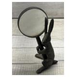 CAST IRON BUNNY W MAGNIFYING GLASS