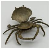 VINTAGE BRASS CRAB ASHTRAY TRINKET BOX