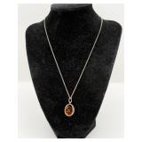 925 STERLING SILVER NECKLACE W GEMSTONE PENDANT