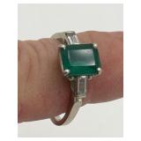 10K WHITE GOLD RING W LAB GROWN EMERALD