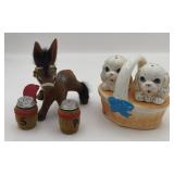VTG DONKEY & CERAMIC PUPPY SALT & PEPPER