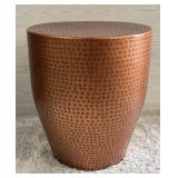 COPPER TONE METAL DRUM ACCENT TABLE MADE IN INDIA