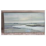 FRAMED CANVAS PANORAMIC MARSH LANDSCAPE PRINT