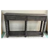 RUSTIC DISTRESSED WOOD CONSOLE TABLE W 2 DRAWERS