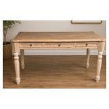 RUSTIC WOOD WRITING DESK W 3 DRAWERS
