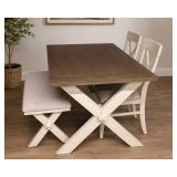 4 PC DINING SET W UPHOLSTERED BENCH & CHAIRS