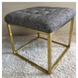 TUFTED UPHOLSTERED OTTOMAN 2 GOLD TONE METAL BASE