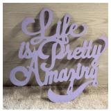 LARGE PAINTED WOOD CUT OUT WALL DECOR