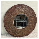 23' ROUND RUSTIC METAL WALL MIRROR