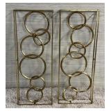 GOLD METAL MULTI RING 3D WALL SCULPTURE