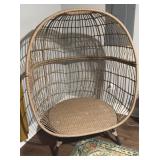 VINTAGE HANDWOVEN RATTAN EGG CHAIR
