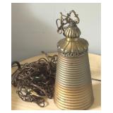 VINTAGE GLASS & BRASS SWAG HANGING PENDANT LAMP