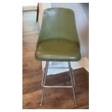 VTG GREEN VINYL & CHROME SWIVEL BAR STOOL