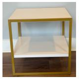 SQUARE SIDE TABLE WHITE W GOLD FINISHED FRAME