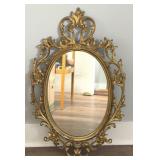 OVAL WALL MIRROR ROCOCO STYLE SCROLL FLORAL FRAME
