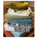 ASSORTED BLANKETS PILLOW SHAMS & MISC BEDDING