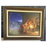 NATIVITY SCENE FRAMED PRINT LIGHT OF THE WORLD