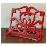 RED ENAMEL CAST IRON COOKBOOK STAND