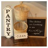 KITCHEN DECOR WOVEN BASKETS SIGNS