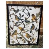 FRAMED MDF BOARD OF BIRDS IN A TREE