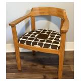 MID CENTURY MODERN WOOD ARMCHAIR W CURVED BACK