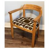 MID CENTURY MODERN WOOD ARMCHAIR W CURVED BACK