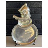 CAST METAL SNOWMAN SERVING PLATTER  ALUMINUM?