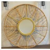 ROUND WALL MIRROR W RATTAN FRAME