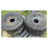 4 Skid Steer Tires on Rims