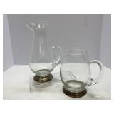 Two Sterling Base Crystal Cocktail Pitchers