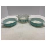 Three Pyrex Amish Pattern Bowls