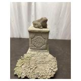 Small Concrete Pedestal, Frog and Garden Plaque
